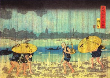 Am Ufer des Flusses Utagawa Kuniyoshi Ukiyo e Ölgemälde